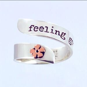 Far Fetched Adjustable Feeling Good Ring with Daisy 925 Sterling Silver